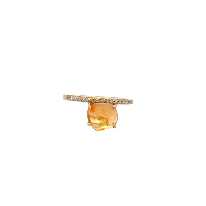 Mexican Fire Opal and Diamond Ring