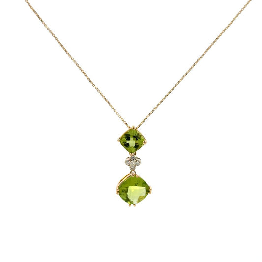 Colored Stone Peridot and Diamond Pendant