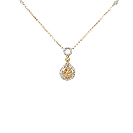 Estate Canary and White Diamond Necklace