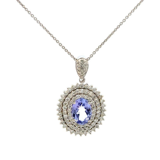 Colored Stone Tanzanite and Diamond Pendant