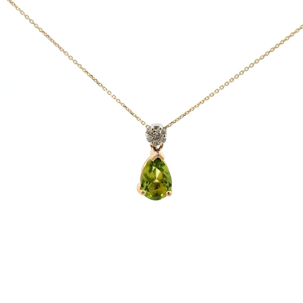 Colored Stone Peridot and Diamond Pendant