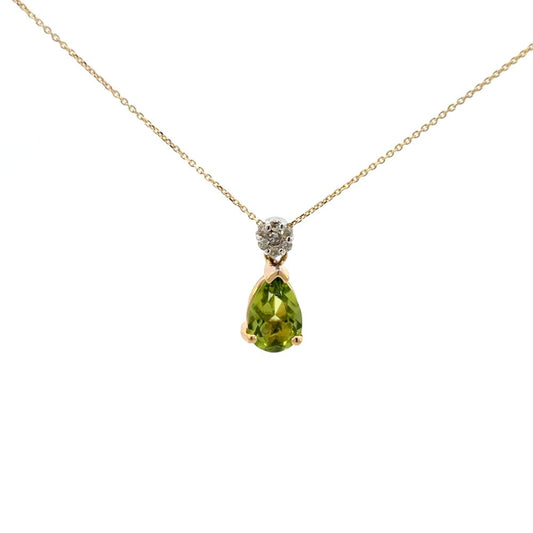 Colored Stone Peridot and Diamond Pendant