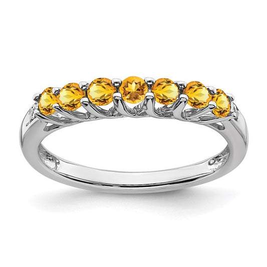 Color Stone Citrine and Diamond Ring-Women