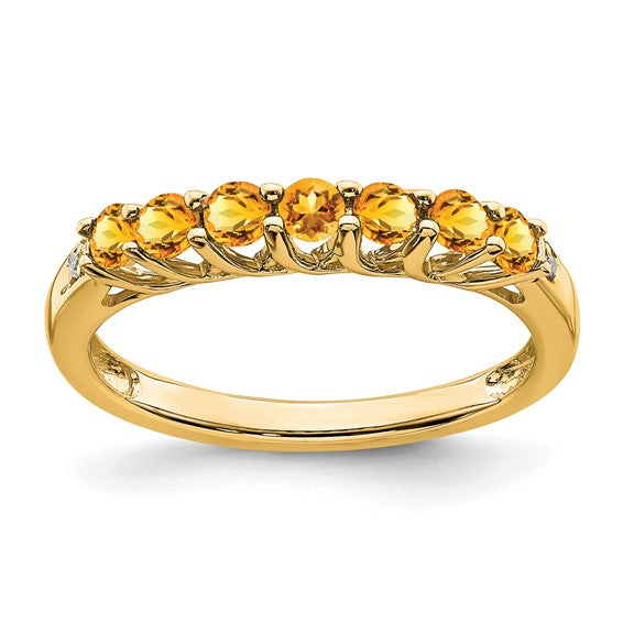 Color Stone Citrine and Diamond Ring-Women