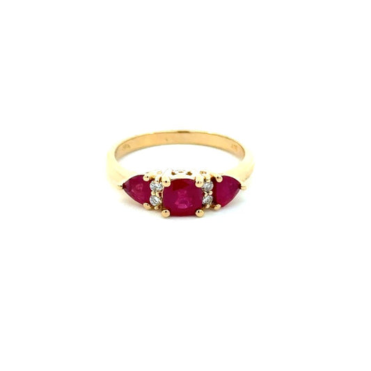 Color Stone Ruby and Diamond Ring-Women
