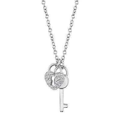 Shy Diamond and Key Necklace