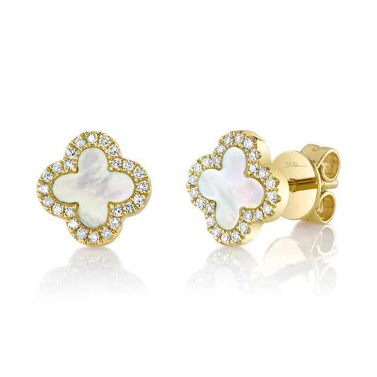 Shy Creation Diamond MOP Clover Earrings