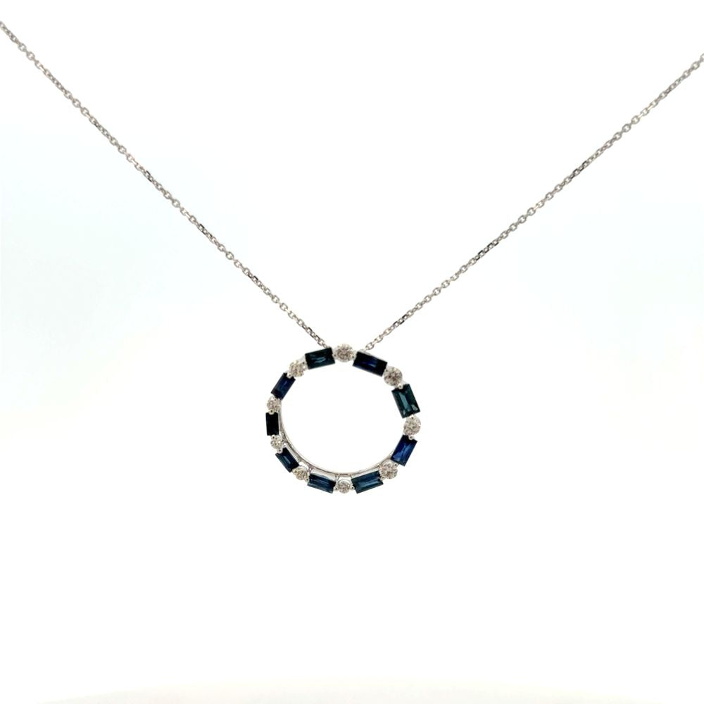 Sapphire and Diamond Circle Pendant