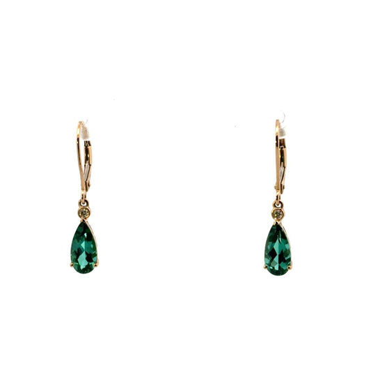 Green Tourmaline Pear Earrings