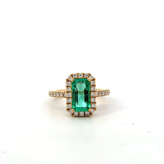 Emerald Cut Emerald &amp; Diamond Ring