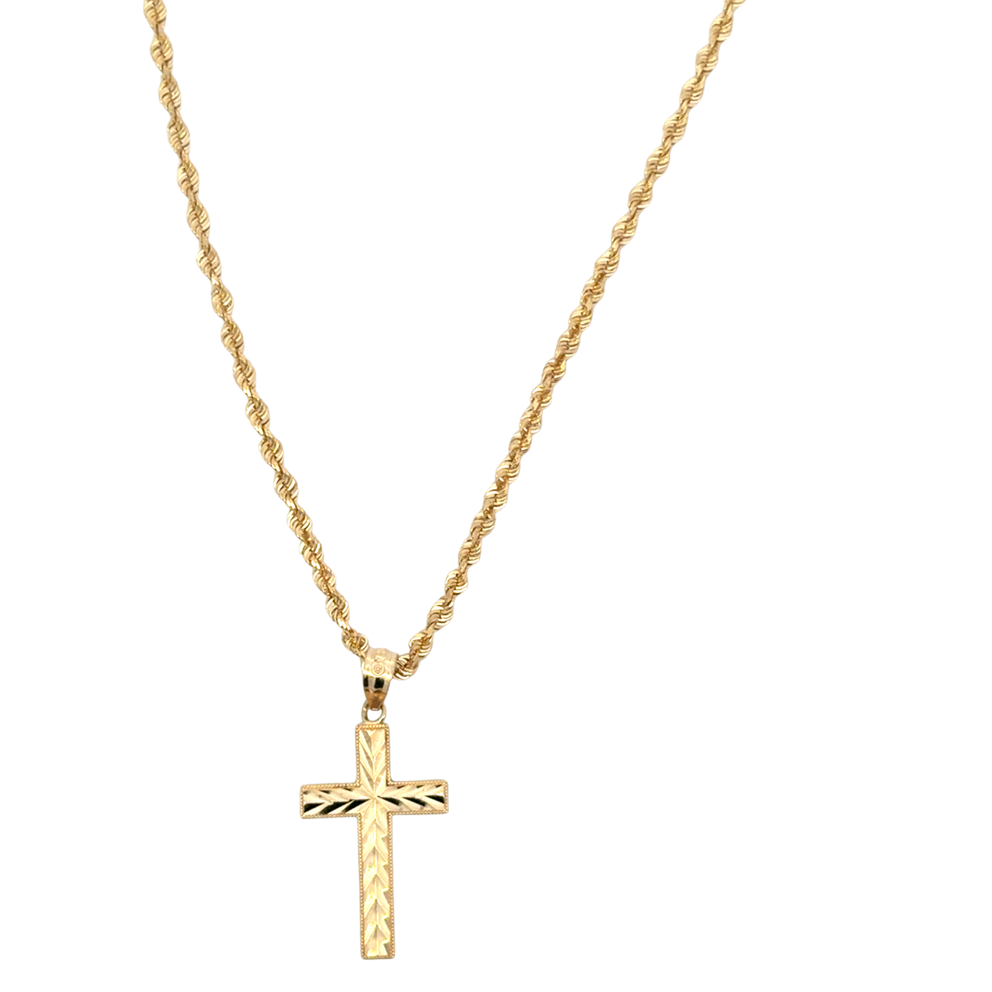 Estate Diamond Cut Chain and Cross