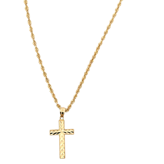 Estate Diamond Cut Chain and Cross