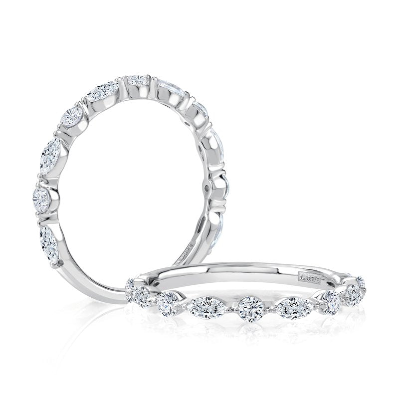 Marquise and Round Diamond Wedding Band
