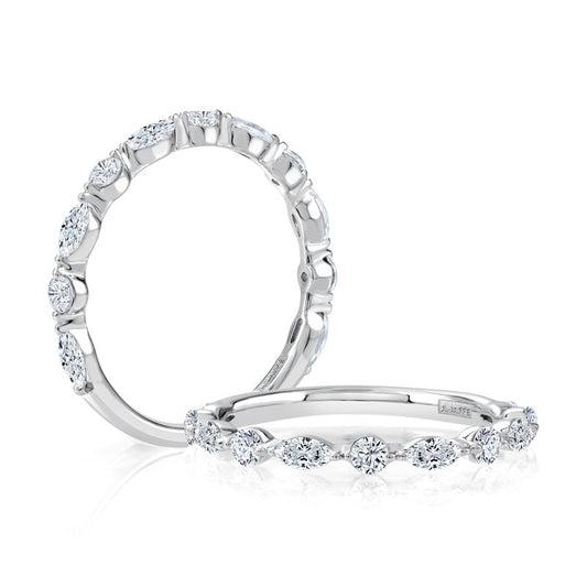 Marquise and Round Diamond Wedding Band