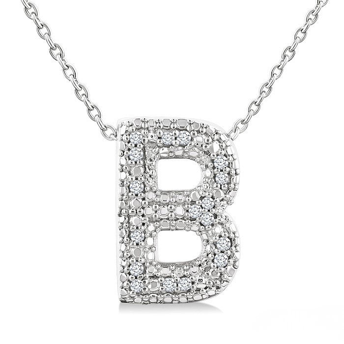 Sterling Silver Diamond 'B' Initial Pendant