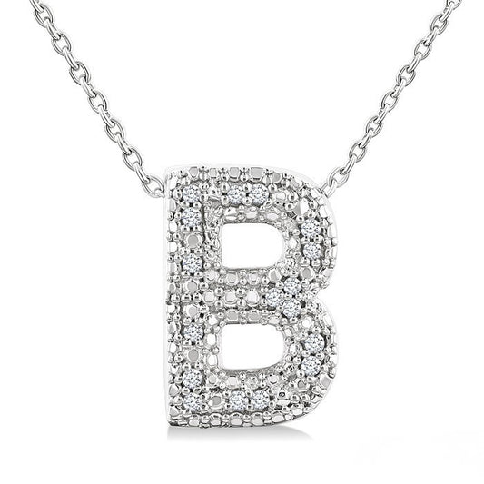 Sterling Silver Diamond 'B' Initial Pendant