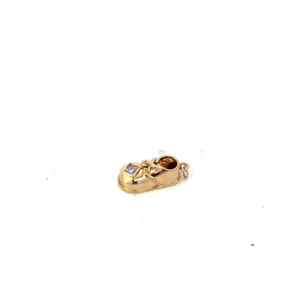 Estate White Stone Baby Shoe Charm Jewelry