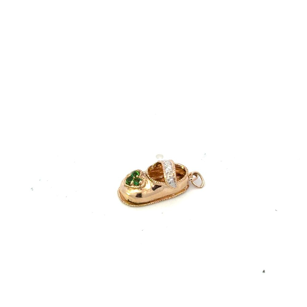 Estate Green Stone Baby Shoe Charm