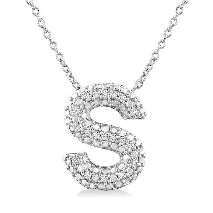 Sterling Silver Diamond 'S' Initial Pendant