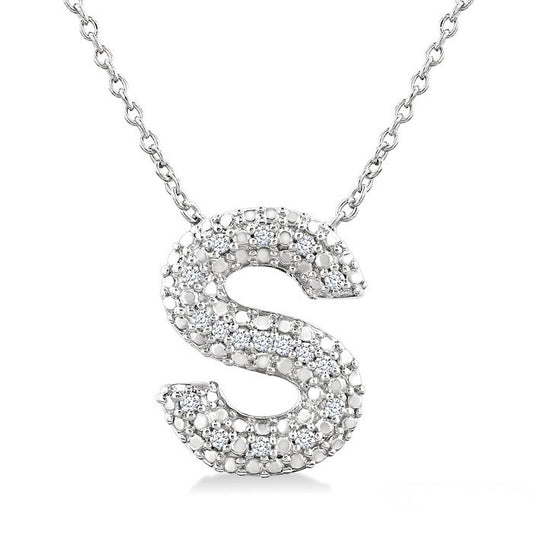 Sterling Silver Diamond 'S' Initial Pendant