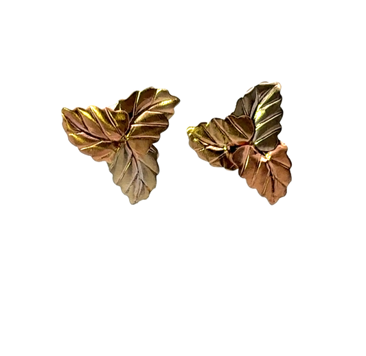 Estate Tri Color Leaf Earrings