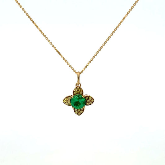 Emerald and Yellow Diamond  Pendant