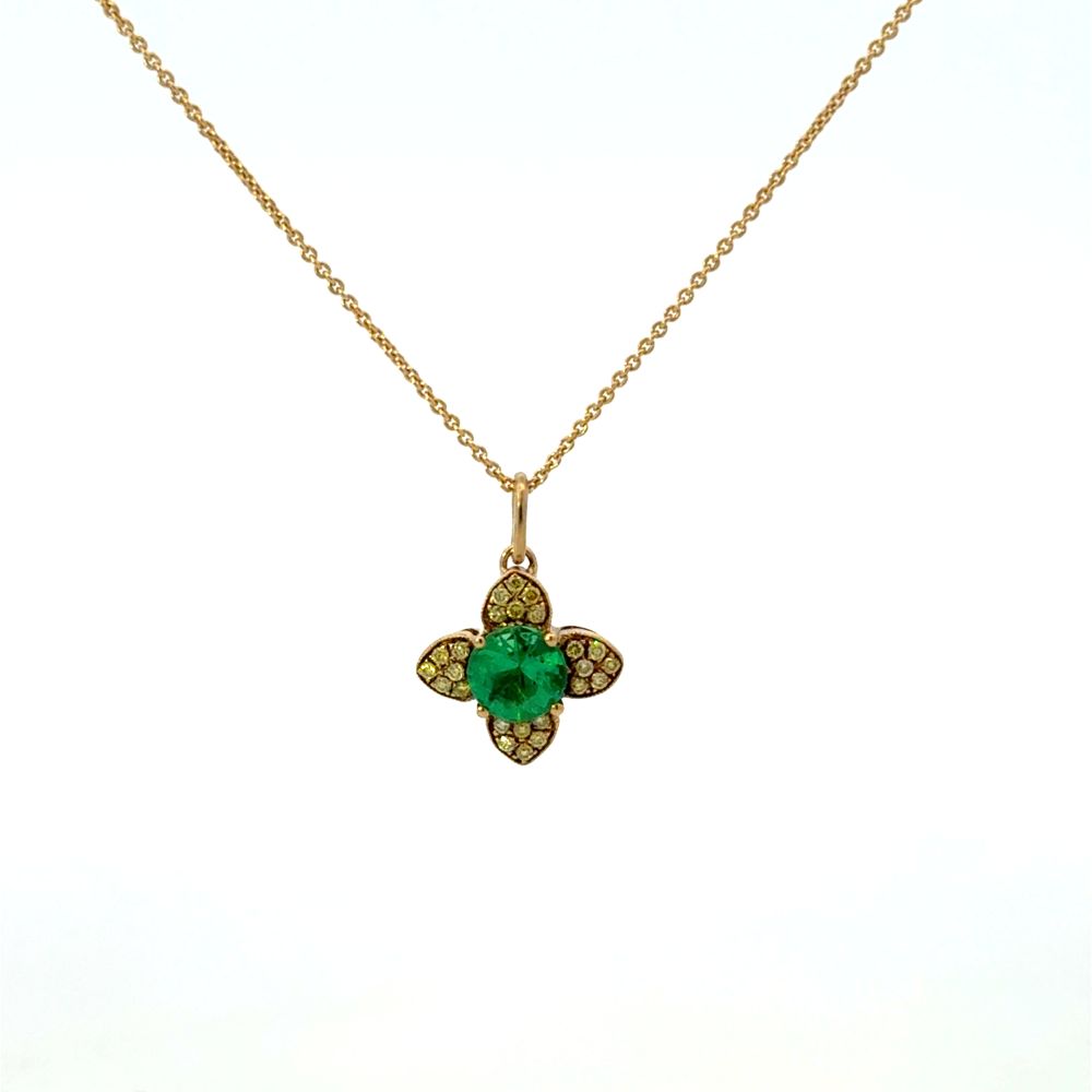 Emerald and Yellow Diamond  Pendant