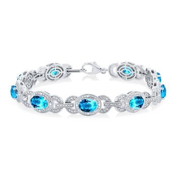 Blue Topaz and Diamond Vintage Style Bracelet
