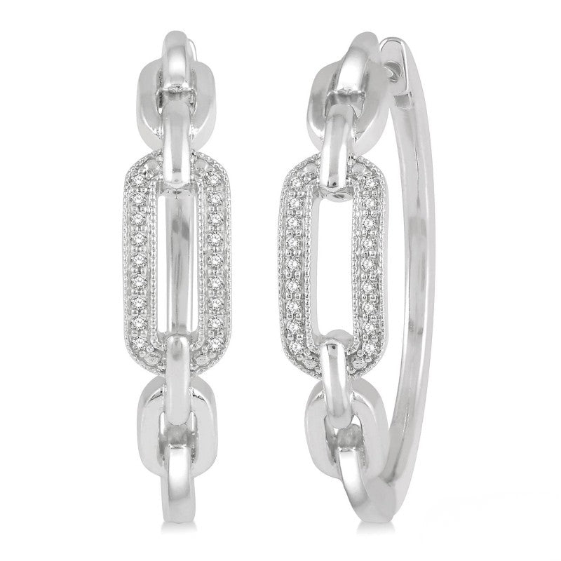 Sterling Silver Diamond Paper Clip Earring