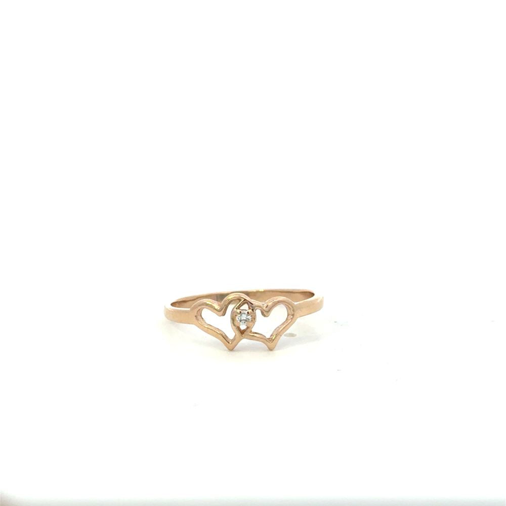 Estate Double Heart Diamond Ring