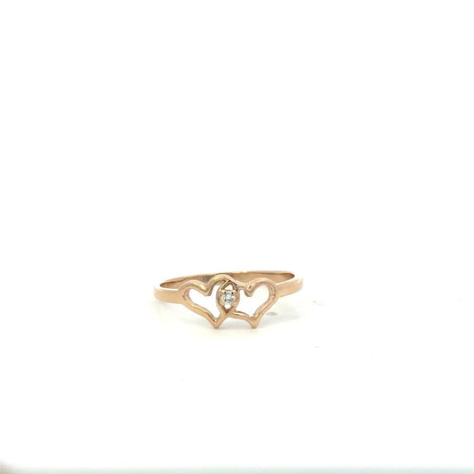 Estate Double Heart Diamond Ring