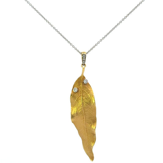Estate Simon G. Diamond Leaf Pendant
