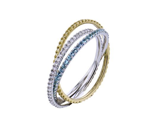 Simon G. Trinity Ring Diamond and Paraiba