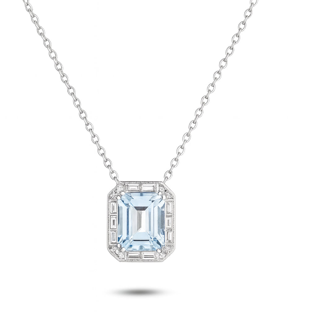 Aquamarine and Diamond Necklace