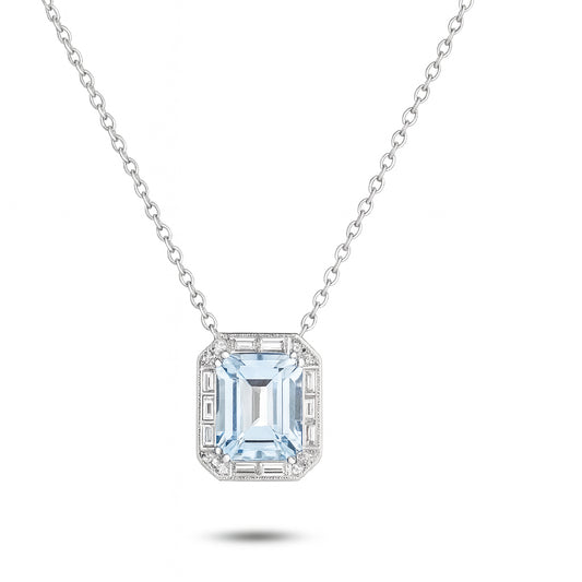 Aquamarine and Diamond Necklace