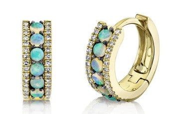 Shy Opal and Diamond Earrings