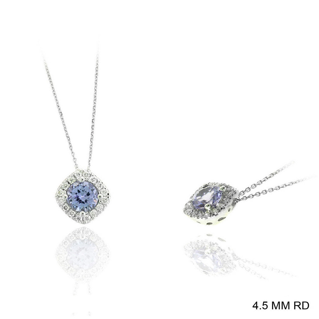 Colored Stone Tanzanite and Diamond Pendant