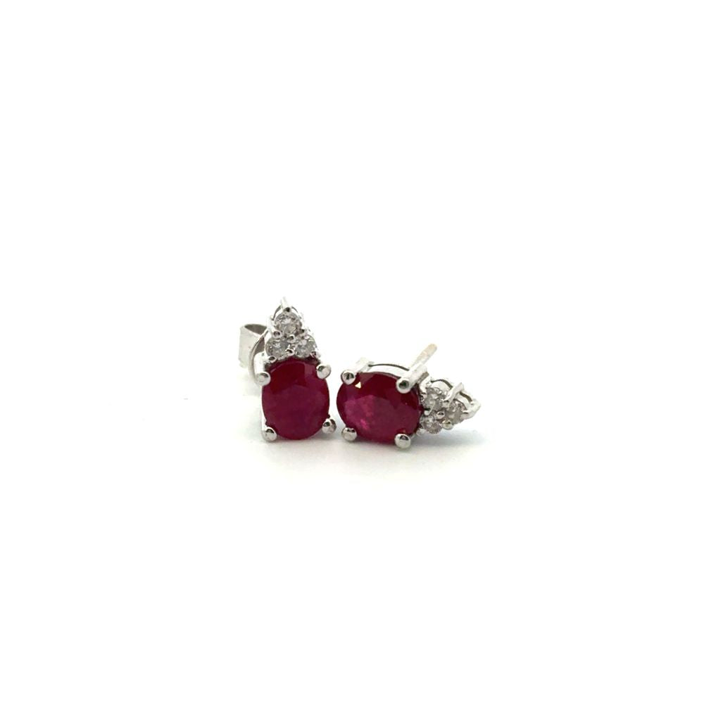 Estate Ruby and Diamond Earrings