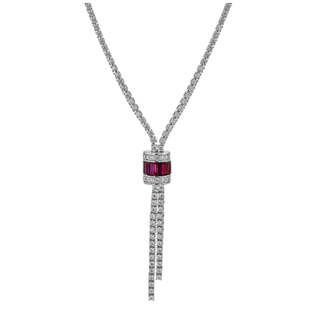 Ruby and Diamond Lariat Necklace