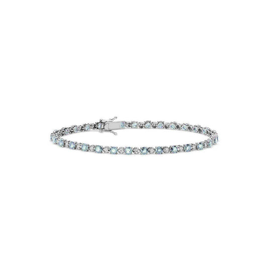 Aquamarine and Diamond Line Bracelet