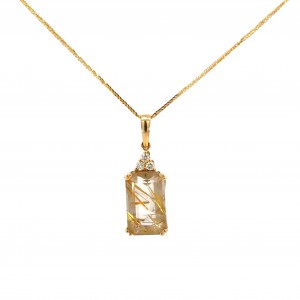 Rutilated Quartz and Diamond Pendant