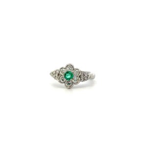 Estate Emerald and Diamond Ring