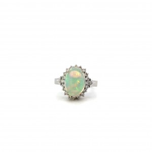 Estate Opal and Diamond Halo Ring