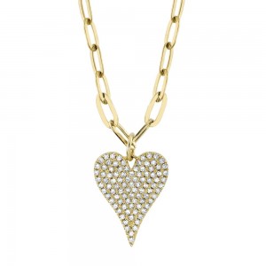 Diamond Heart Paperclip Necklace
