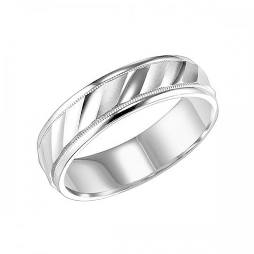 Men's Gold Diagonal Line Detailed Wedding Band