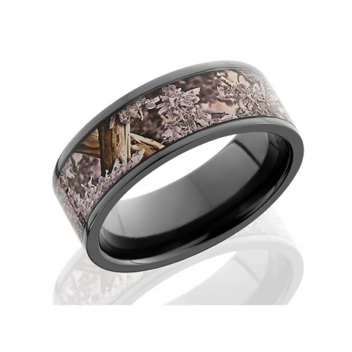 Men's Black Zirconium Wedding Band with Camo Inlay