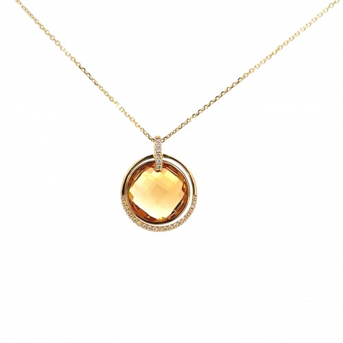 Citrine and Diamond Pendant