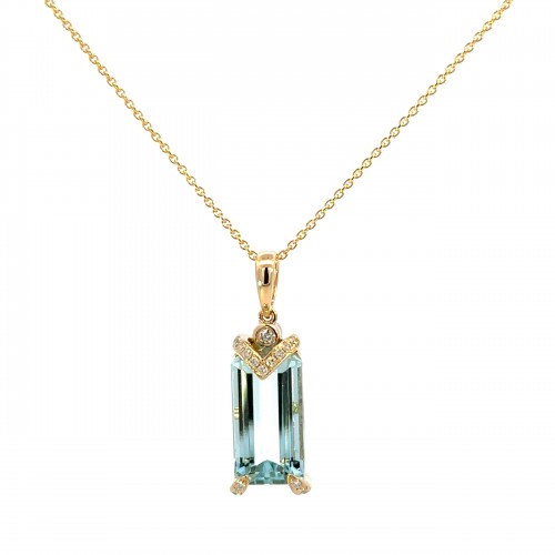 Aquamarine and Diamond Pendant