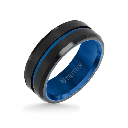 Mens Triton Black Tungsten Wedding Band