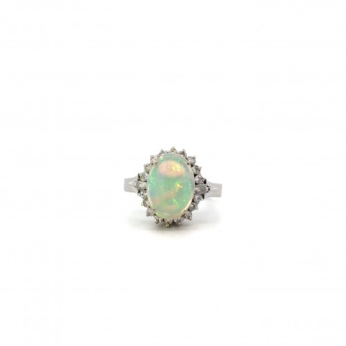 Estate Opal and Diamond Halo Ring